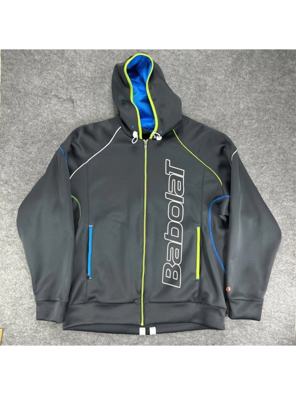 Babolat Mens Full Zip Hoodie Jacket XL Sherpa Lined Gray Spellout‎ Logo Tennis